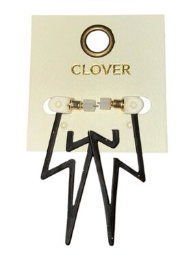Clover Black Lightning Bolt Drop Earrings